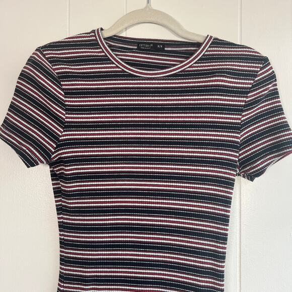 Cotton On 90s Inspired Striped Midi T-shirt Dress Size M - Picture 2 of 9